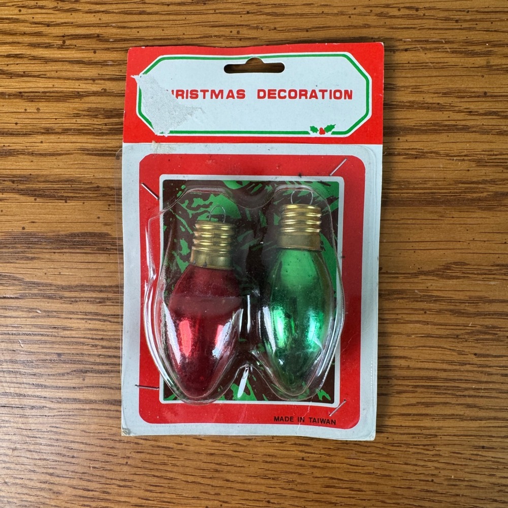 Christmas Decoration Light Bulbs Red Green Vintage‎ Retro Style Blister Pack